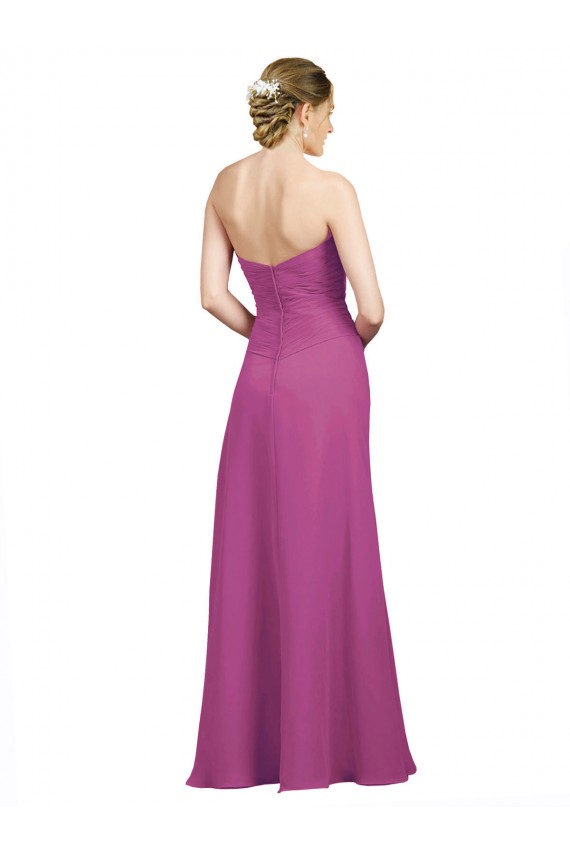 Sweetheart Neckline Pleated Chiffon Bridesmaid Dress with Low Back