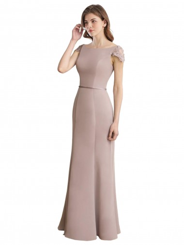 Shop Capped Sleeves Embroidered with Applique Lace Mermaid Chiffon Bridesmaid Dress Montreal