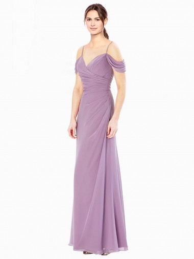 Shop Draped Off the Shoulder Sweetheart Chiffon Bridesmaid Dress with Button Back Montreal