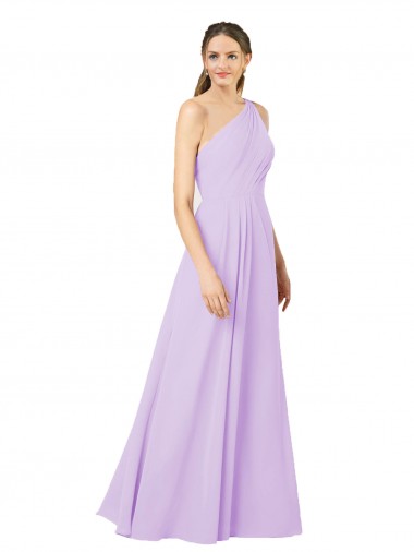 Shop Grecian Inspired Simple One Shoulder Chiffon Formal Bridesmaid Dress with Ruching Montreal