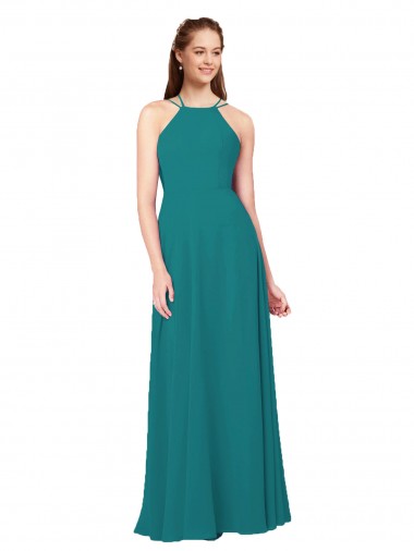 Shop Simple Chiffon Bridesmaid Dress with High Halter Neckline Montreal