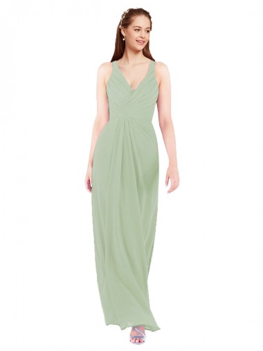 Shop Feminine Chiffon Bridesmaid Dress with Ruching and V-Neckline Montreal