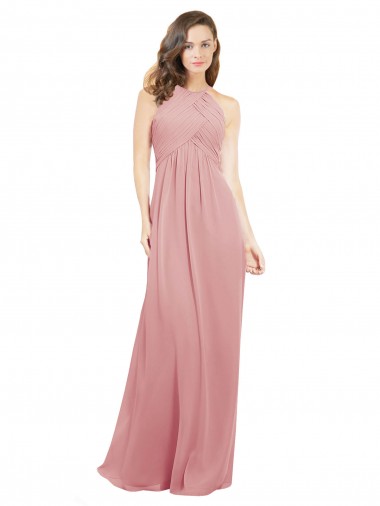 Shop Chiffon Bridesmaids Dress with Draped Bodice and Keyhole Back Montreal