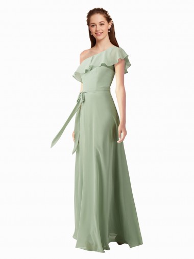 Shop Chiffon Bridesmaids Dress with Ruffles Flutter Sleeves Montreal