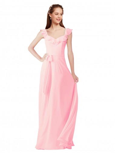 Shop Chiffon Bridesmaids Dress with Ruffle Neckline Montreal
