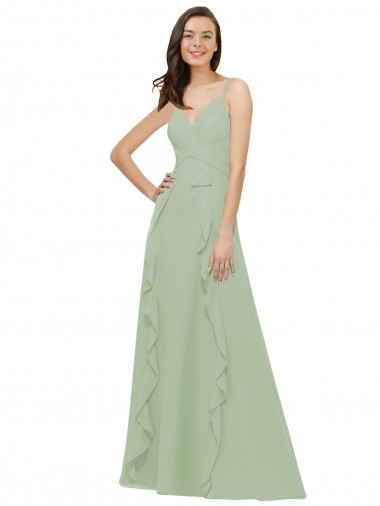 Shop Chiffon Bridesmaid Dress with Ruffles and Draping Montreal