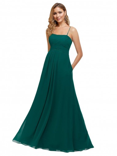 Shop Chiffon Bridesmaid Dress with Pleated Bodice and Straps Montreal
