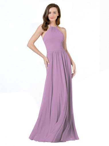 Shop High Halter Chiffon Bridesmaid Dress with Ruffle Details Back Montreal