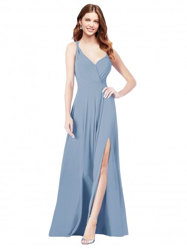 Shop Surplice Bodice A-Line Long Chiffon Bridesmaid Dress Montreal