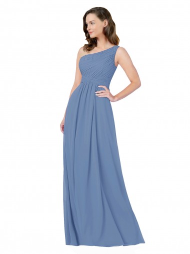 Shop Pleated One Shoulder Chiffon Bridesmaid Dress Montreal