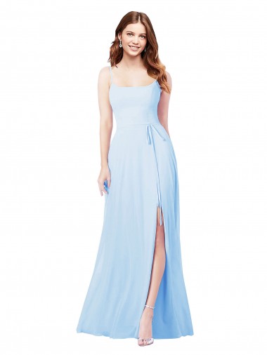 Shop Chiffon Bridesmaid Dress with Tie Sash and Side Slit Montreal