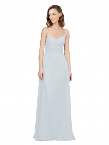 Shop Slim A-Line Chiffon Bridesmaid Dress with Spaghetti Strap Gathered Bodice Montreal