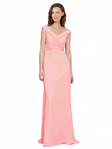 Shop Luxe Chiffon Bridesmaid Dress with Shoulder Tip Gathered Bodice Montreal