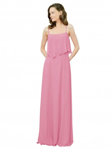 Shop Spaghetti Strap Chiffon Bridesmaids Dress with Ruffle Overlay Montreal
