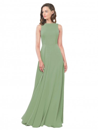 Shop High Neck Chiffon Bridesmaids Dress with Low Cowl Back Montreal