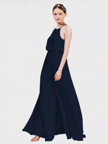 Shop High Halter Chiffon Bridesmaid Dress with Side Slit Montreal