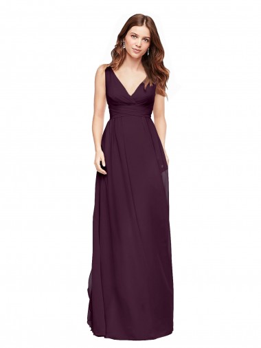 Shop Plunging V-Neckline Long Chiffon Bridesmaid Dress with Deep V-Back Montreal