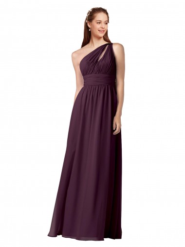 Shop One Shoulder Chiffon Bridesmaid Dress with Front Keyhole and Shirred Bodice Montreal