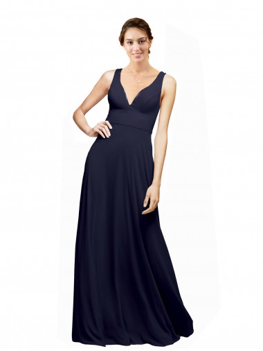 Shop Open Back Long Chiffon Bridesmaid Dress with Plunging V-Neck Bodice Montreal