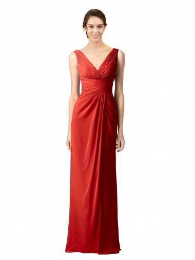 Shop Shirred Long Floor Length Chiffon Bridesmaid Dress with V-Back Montreal
