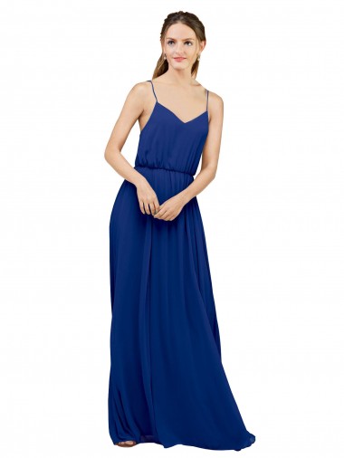Shop Long Chiffon Bridesmaid Dress with Spaghetti Strap Bodice Montreal