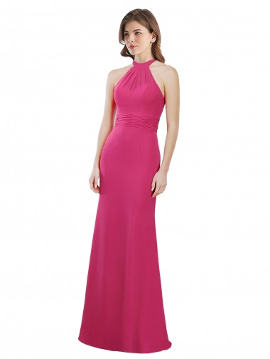Shop Slim A-Line Long Chiffon Bridesmaid Dress with Strappy Back Montreal