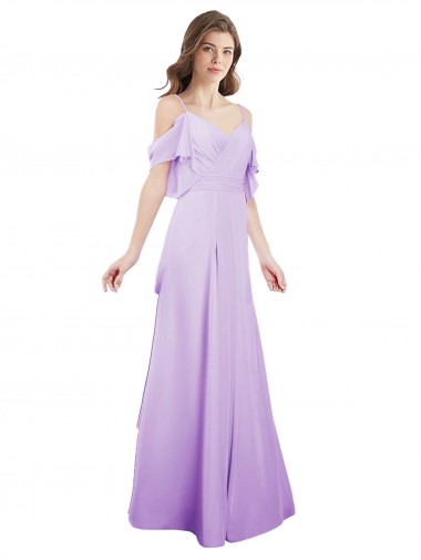 Shop Chiffon Bridesmaid Dress with Draped Sweetheart Bodice and Off The Shoulder Flounces Montreal