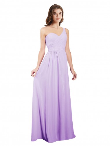 Shop Draped One Shoulder A-Line Long Chiffon Bridesmaid Dress Montreal