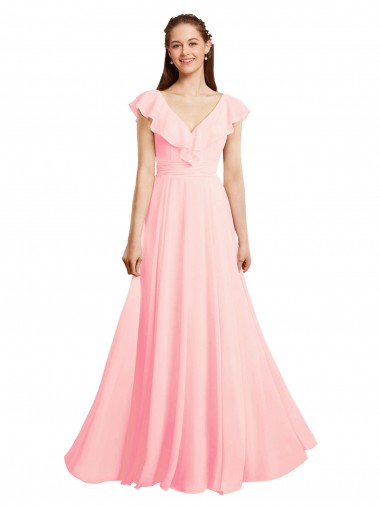 Shop Chiffon A-Line Dress with Full Circle Skirt and Gathered Waistband Montreal