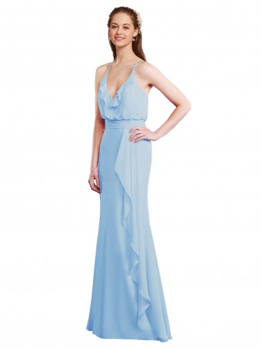 Shop Fluted Long Chiffon Bridesmaid Dress with Cascading Ruffles Montreal