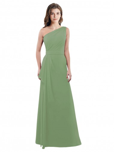 Shop One Shoulder Chiffon Bridesmaid Dress with Pleats and Side Slit Montreal