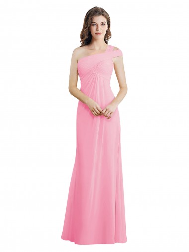Shop Single Shoulder Chiffon Bridesmaid Dress with Draped Bodice Montreal