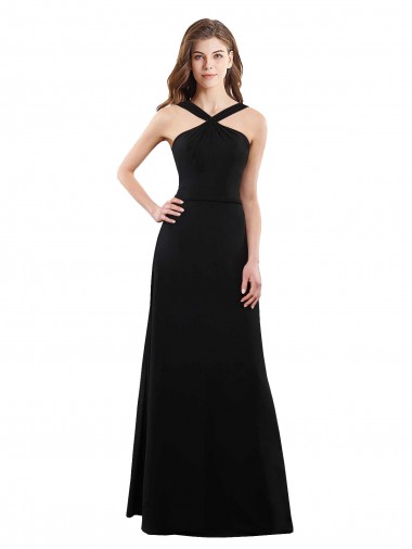 Shop Chiffon A-Line Bridesmaid Dress with Criss Cross Halter Top Montreal