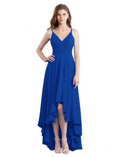 Shop Draped High Low Chiffon Bridesmaid Dress with Cross Over Bodice Montreal