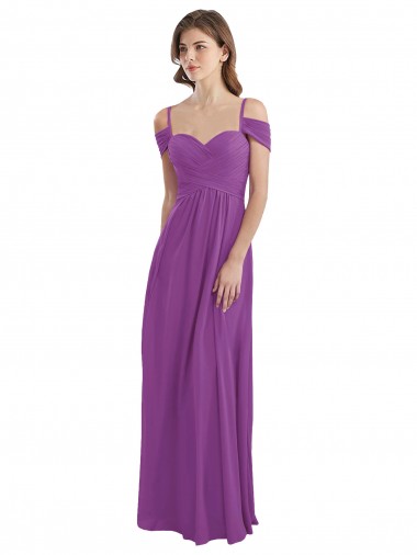 Shop Cold Shoulder Long Chiffon Bridesmaid Dress with Ruching Details Montreal