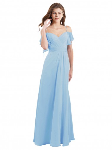 Shop Cold Shoulde Chiffon Bridesmaid Dress with Wrap Bodice Montreal