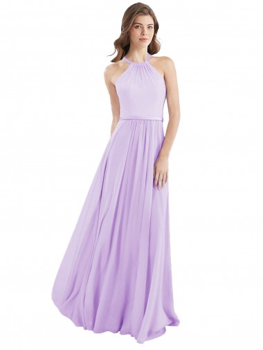 Shop Halter Chiffon A-Line Bridesmaid Dress with Flounce Back Montreal