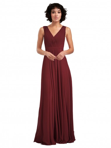 Shop Sleeveless V-Neck Pleated Chiffon Bridesmaid Dress Montreal