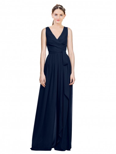 Shop V-Neck Ruched Chiffon Bridesmaid Dress with Waistband Montreal
