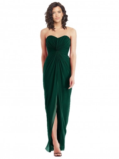 Shop Twist Front Draped Chiffon Bridesmaid Dress with Slit Montreal