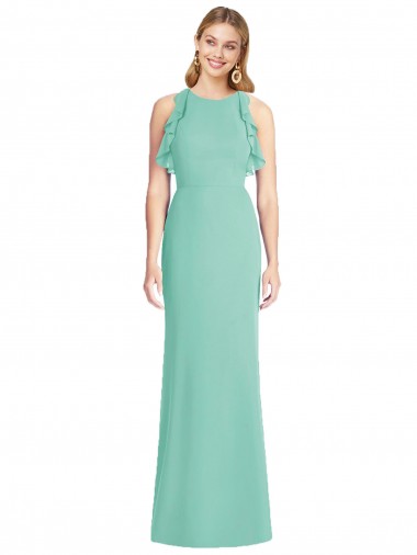 Shop Jewel Neck Mermaid Open Back Chiffon Bridesmaid Dress Montreal