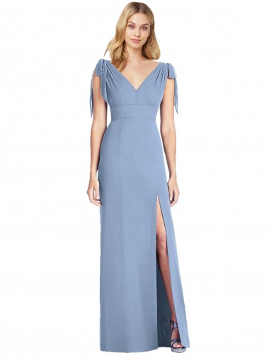 Shop Bow-Shoulder Sleeveless Deep V-Back Mermaid Bridesmaid Dress Montreal