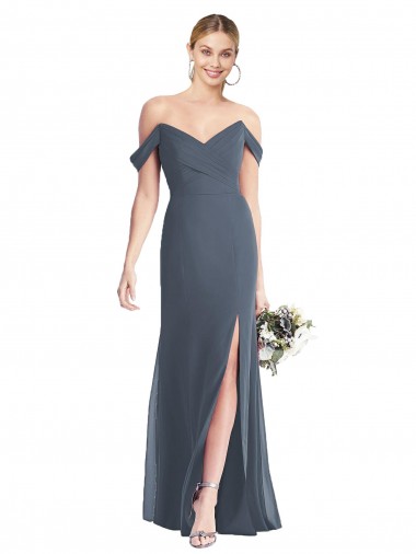 Shop Off the Shoulder Criss Cross Bodice Trumpet Chiffon Bridesmaid Dress Montreal
