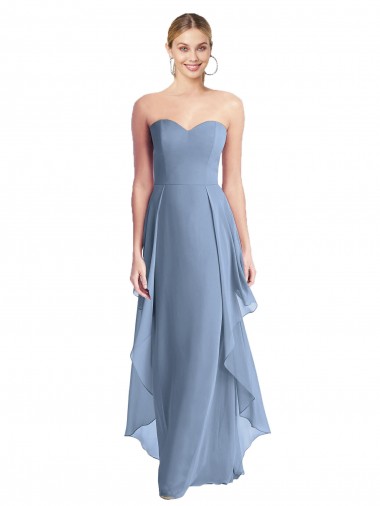 Shop Strapless Chiffon Bridesmaid Dress with Skirt Overlay Montreal