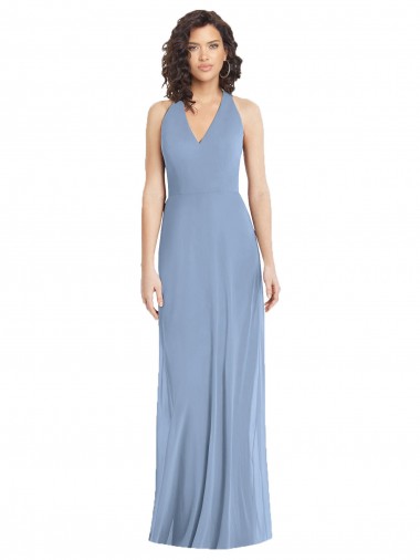 Shop V-Neck Halter Back Straps Chiffon Formal Bridesmaid Dress Montreal