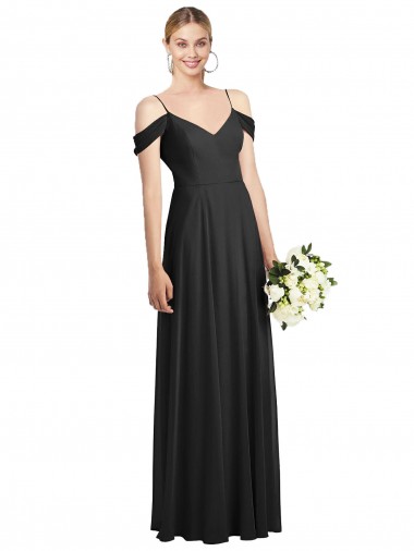 Shop Cold-Shoulder V-Back Chiffon Maxi Bridesmaid Dress Montreal