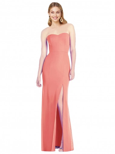 Shop Strapless Chiffon Trumpet Bridesmaid Dress with Front Slit Montreal