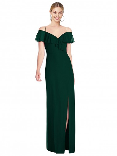 Shop Ruffled Cold-Shoulder Maxi Chiffon Bridesmaid Dress Montreal