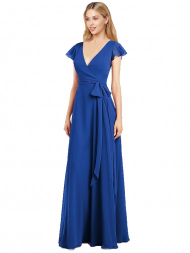 Shop Flutter Sleeves Faux Wrap Chiffon Bridesmaid Dress Montreal