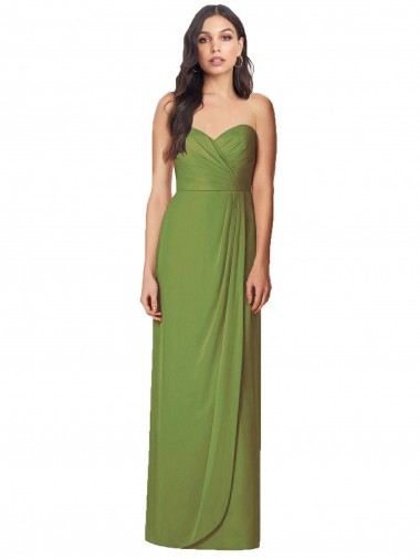 Shop Side Front Slit Draped Strapless Chiffon Bridesmaid Dress Montreal
